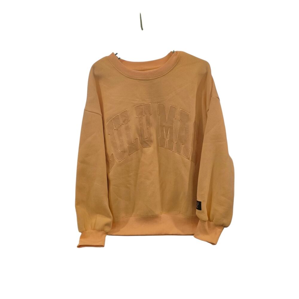 LuLu Mac Butter Yellow Sweatshirt Size Small embroidered crewneck logo